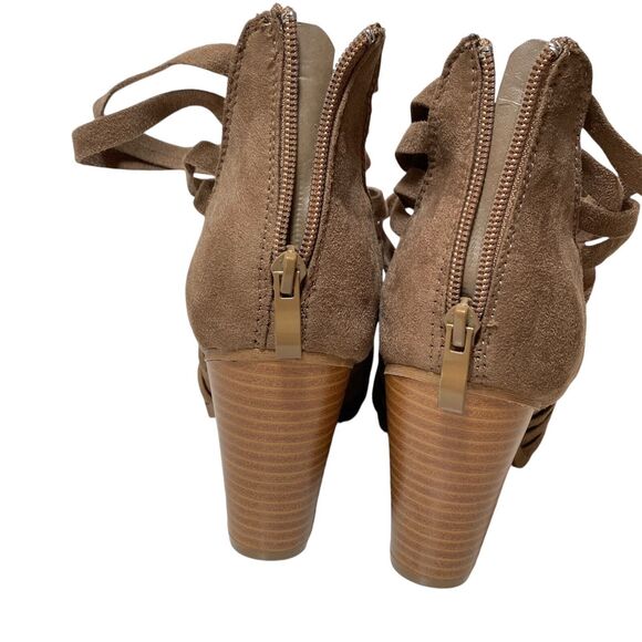 JG Strappy Gladiator Stacked Heel Suede Shoes Women’s Size 11 Tan BRAND NEW - Picture 8 of 11